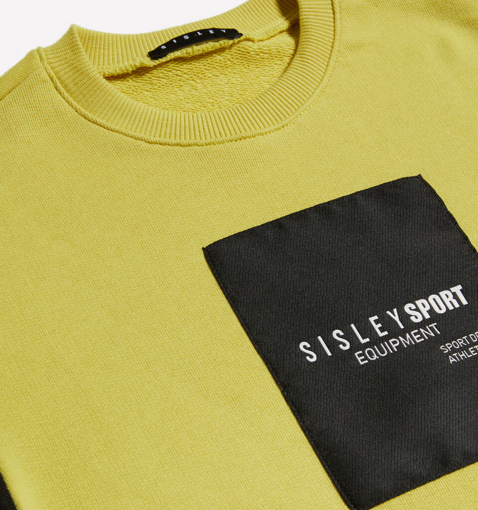 Yellow sweatshirt with logo tag - boys' knitwear - Yellow | Sisley Young image number 3